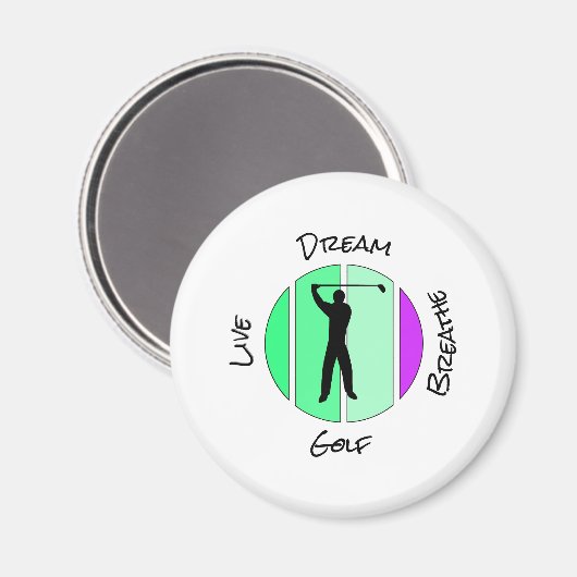 Live, dream, breathe golf magneet (Voorkant / Achterkant)