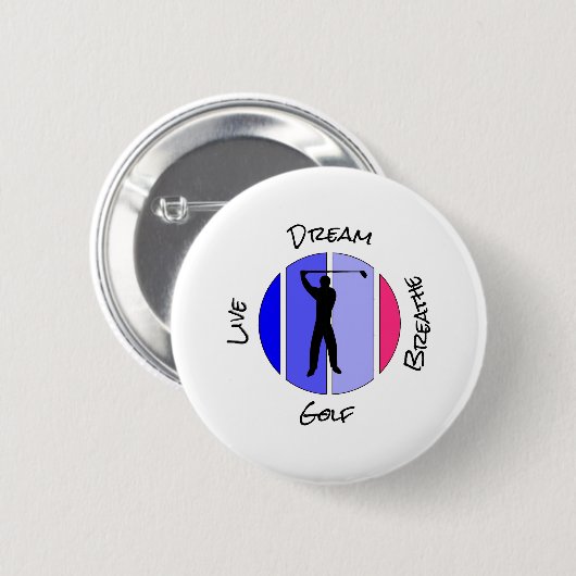 Live, dream, breathe golf ronde button 5,7 cm (Voorkant /achterkant)