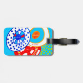 Live Dream wees gek en vun een kleurrijke doodle Bagagelabel (Achterkant horizontaal)