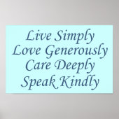 Live Eenvoudig blauw Poster (Voorkant)