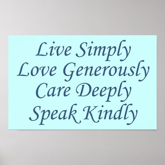 Live Eenvoudig blauw Poster (Voorkant)