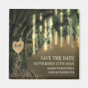 Live eik Tree Spaanse moss Save the Date Magnets Magneet