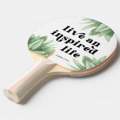 Live en geïnspireerd leven Succulent Black en Whit Tafeltennisbatje (Voorkant Gekanteld)