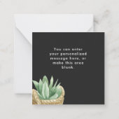 Live en geïnspireerd leven Succulent Black Notitiekaartje (Achterkant)