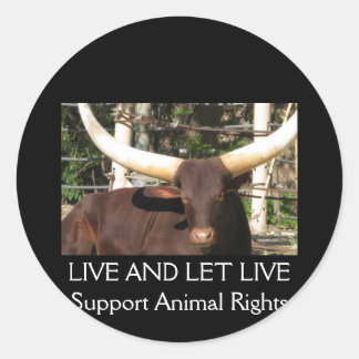 LIVE EN LAAT LIVE DIERENRECHTEN ONDERSTEUNEN RONDE STICKER