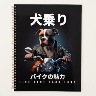 Live Fast Bark Loud - Pitbull Riding Motorbike Planner