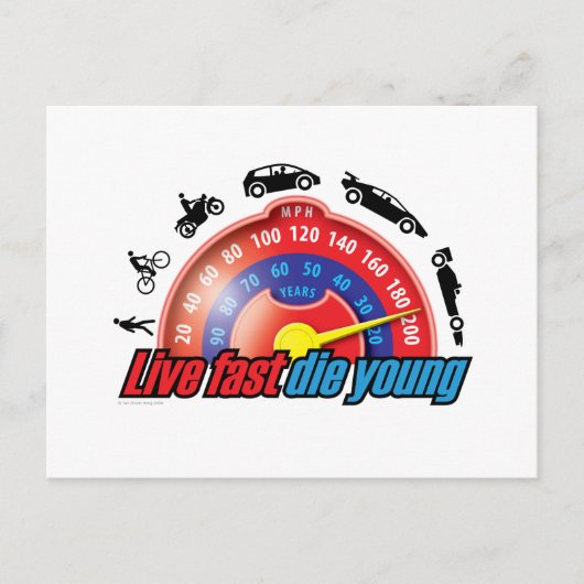 Live Fast Die Young Briefkaart (Voorkant)