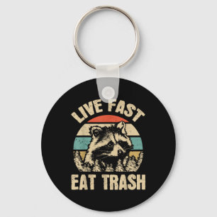 Live Fast Eat Trash Funny Raccoon Camping of Hikin Sleutelhanger