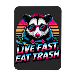 Live Fast Eat Trash Funny Retro Opossum Magneet