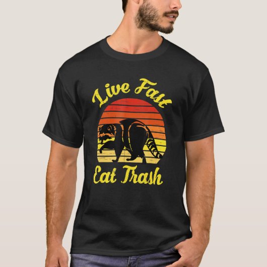 Live Fast Eat Trash Geweldige Raccoon Camping Vint T-shirt (Voorkant)