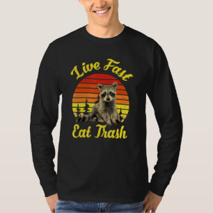 Live Fast Eat Trash Raccoon Camping Retro T-shirt
