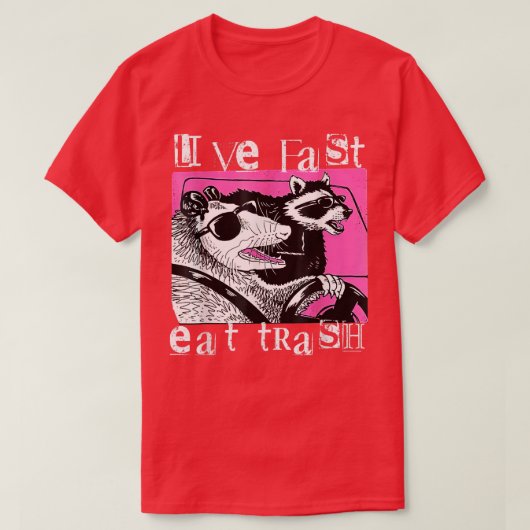 Live Fast Eet Afval T-shirt Grappige Possum Wasbee (Design voorkant)