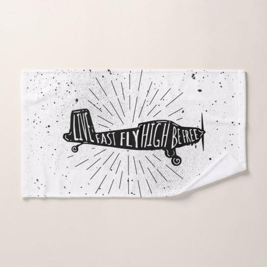 Live Fast, Fly High, Be Free Airplane Handdoek (Handdoek)