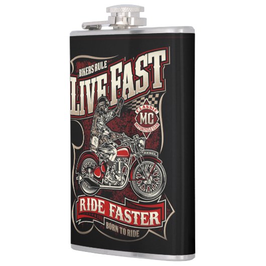 Live Fast Ride Sneller Heupfles (Links)