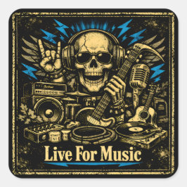 Live For Music – Music Devotion Life Vierkante Sticker