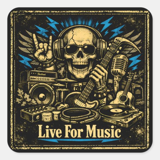 Live For Music – Music Devotion Life Vierkante Sticker (Voorkant)