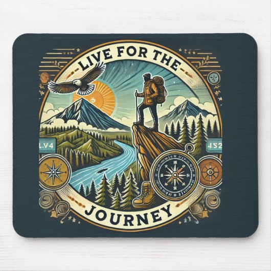 Live For The Journey beroemd gemaakt door Mousepad Muismat (Voorkant)