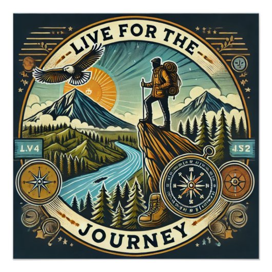 "Live for the Journey" Glanzend Poster (Voorkant)