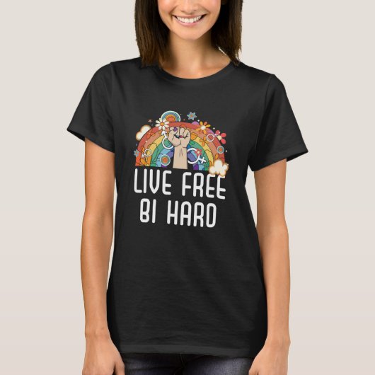 Live Free Bi Hard Bisexual Pride March Bisexuis T-shirt (Voorkant)