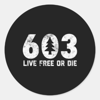 Live Free of Die 603 Tree NH netnummer Ronde Sticker