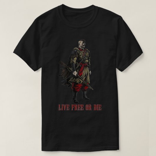 Live Free of Die Cossack-krijger T-shirt (Design voorkant)