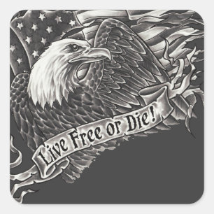 Live Free of Die Eagle Vierkante Sticker