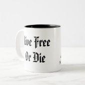Live Free of Die - Gadsden Flag Dont Tread on Me Tweekleurige Koffiemok (Voorkant links)