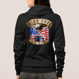 Live Free of Die, Motorcycle Patriot, Eagle Hoodie