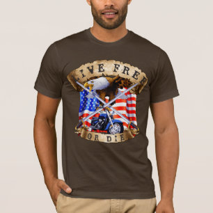 Live Free of Die, Motorcycle Patriot, Eagle T-shirt