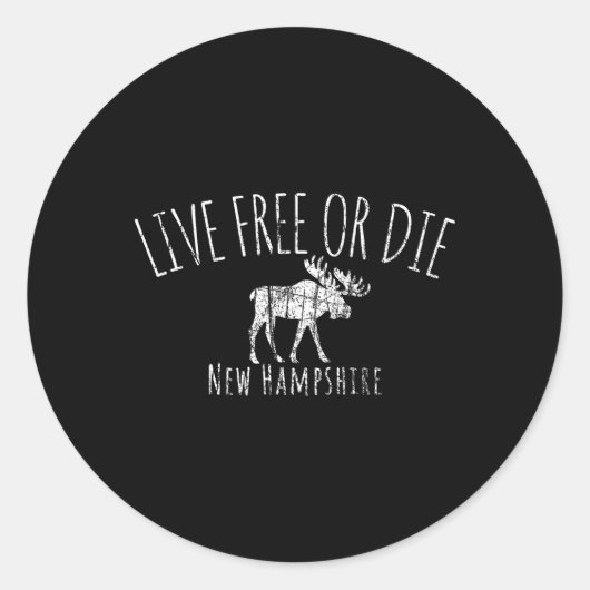 Live Free of Die New Hampshire Ronde Sticker (Voorkant)