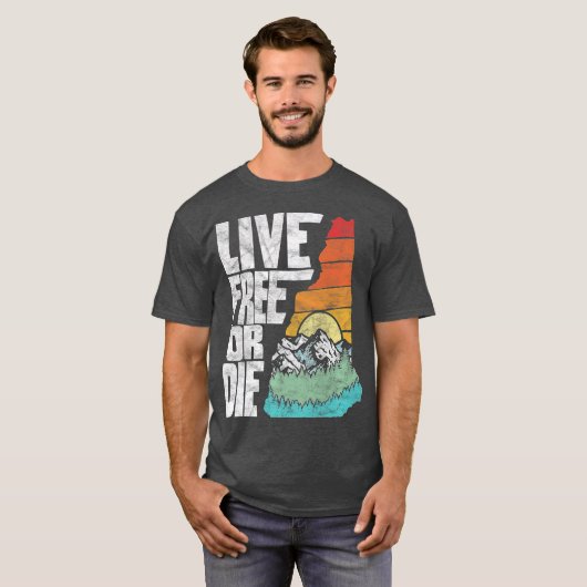 Live Free of Die Retro New Hampshire Natuur (2) T-shirt (Voorkant volledig)