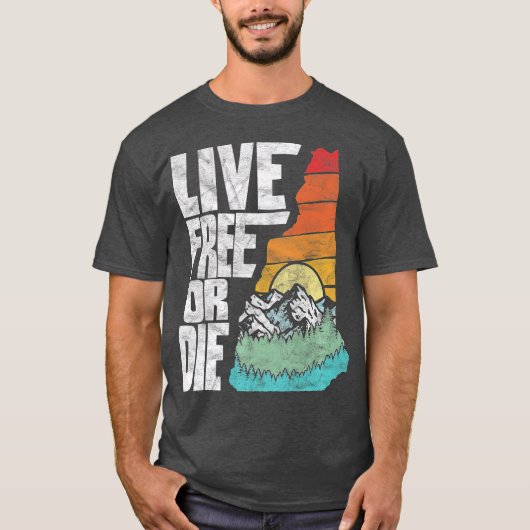 Live Free of Die Retro New Hampshire Natuur (2) T-shirt (Voorkant)