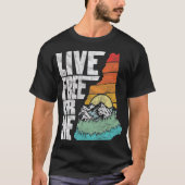 Live Free of Die Retro New Hampshire Natuur T-shirt (Voorkant)