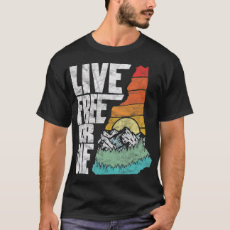 Live Free of Die Retro New Hampshire Natuur T-shirt