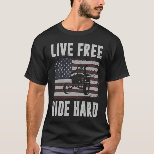Live Free Ride Hard 4 Wheeler ATV Quad Racing Amer T-shirt (Voorkant)