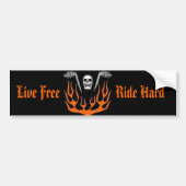 Live Free, Ride Hard Biker Skull Bumpersticker (Voorkant)
