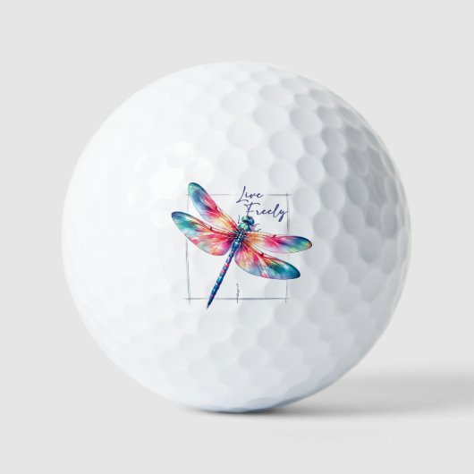 Live Freely - Dragonfly Kleurrijk Inspirerend Golfballen (Voorkant)