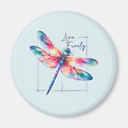 Live Freely - Dragonfly Kleurrijk Inspirerend Magneet (Voorkant)