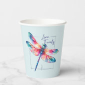 Live Freely - Dragonfly Kleurrijk Inspirerend Papieren Bekers (Achterkant)