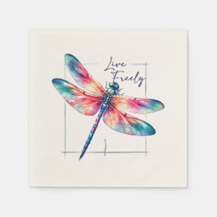 Live Freely - Dragonfly Kleurrijk Inspirerend Servet