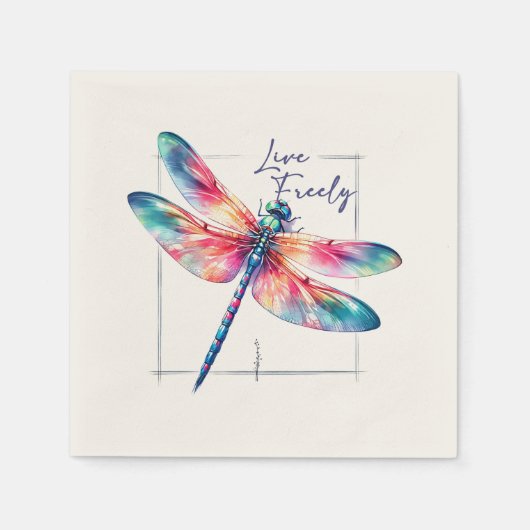 Live Freely - Dragonfly Kleurrijk Inspirerend Servet (Voorkant)