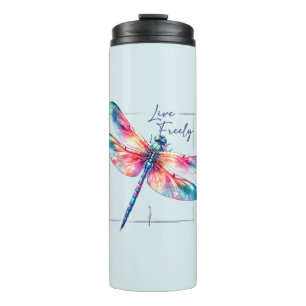 Live Freely - Dragonfly Kleurrijk Inspirerend Thermosbeker