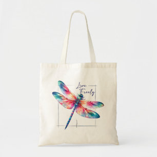 Live Freely - Dragonfly Kleurrijk Inspirerend Tote Bag