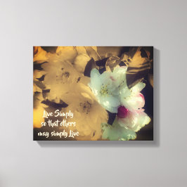 Live Gewoon bloesems Inspirerend woorden Canvas Afdruk