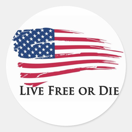 Live gratis of Amerikaanse vlag - New Hampshire Ronde Sticker (Voorkant)
