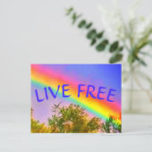LIVE GRATIS REGENBOOG BRIEFKAART (Staand voorkant)