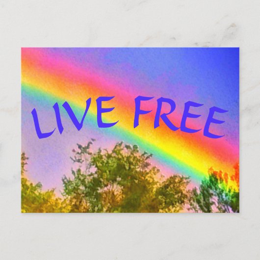 LIVE GRATIS REGENBOOG BRIEFKAART (Voorkant)