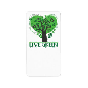 Live Green Abstract boomlabel Etiket