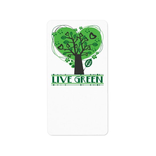 Live Green Abstract boomlabel Etiket (Voorkant)