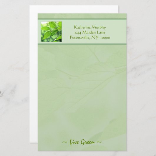 "Live Green"-bankierwerk Briefpapier (Voorkant / Achterkant)